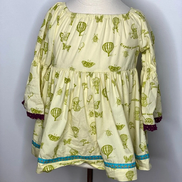 Matilda Jane Paint by Numbers girls yellow green butterfly hot air balloon top 6 - Picture 1 of 4